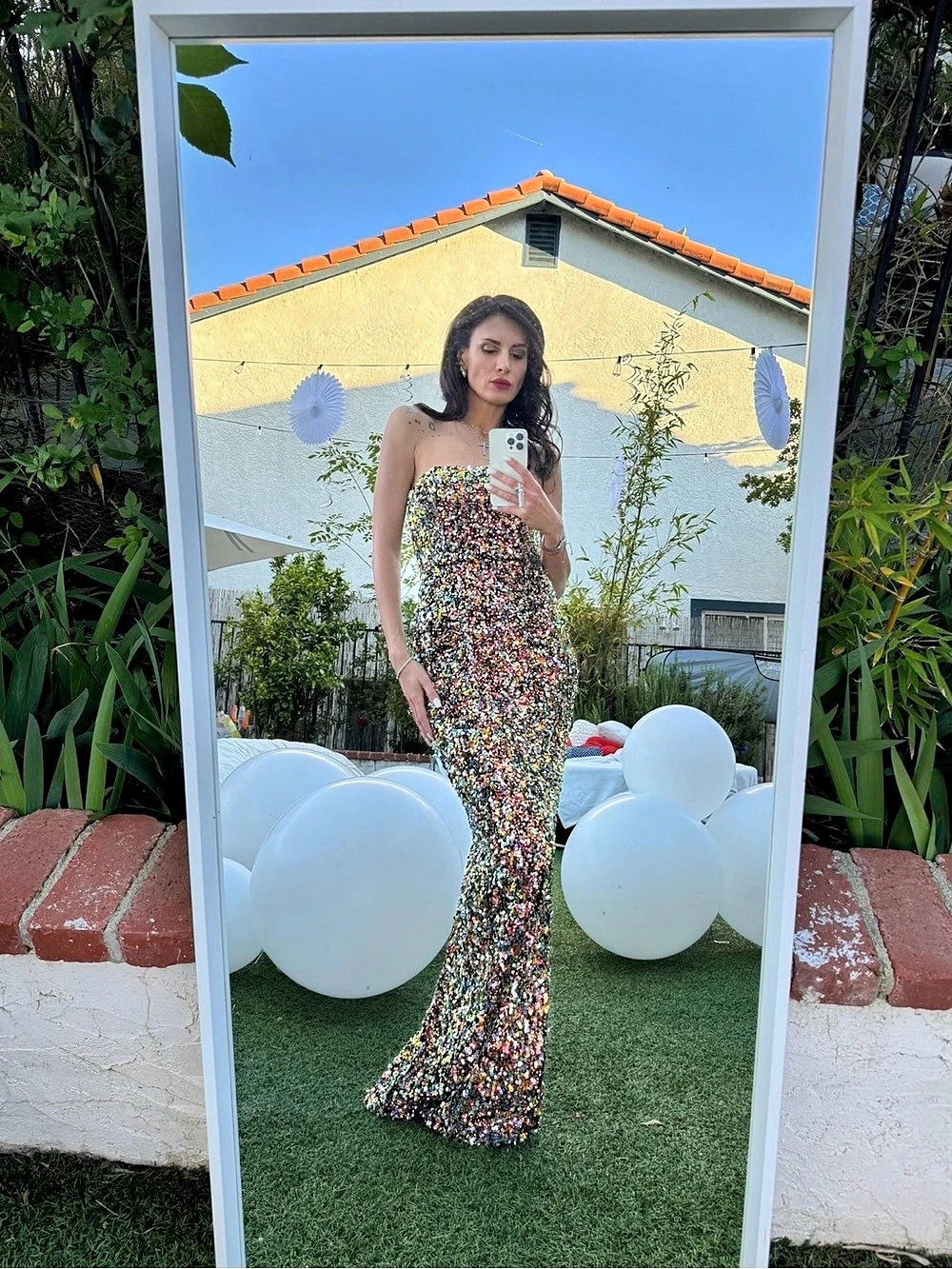 HELSI Multicolor Sequin Strapless Maxi Dress Size S